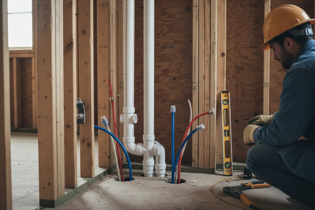 Drain and supply rough-in during Leak Detection in Jerome